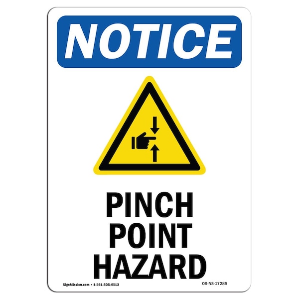 Sign, 5" H, 3.5" W, Pinch Point Hazard Sign With Symbol, Portrait, NS-D-35-V-17289-10PK